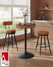 Height Adjustable Bar Table – Synthetic Leather – Ash Brown and Caramel Brown – Mid-Century Modern Design with Storage