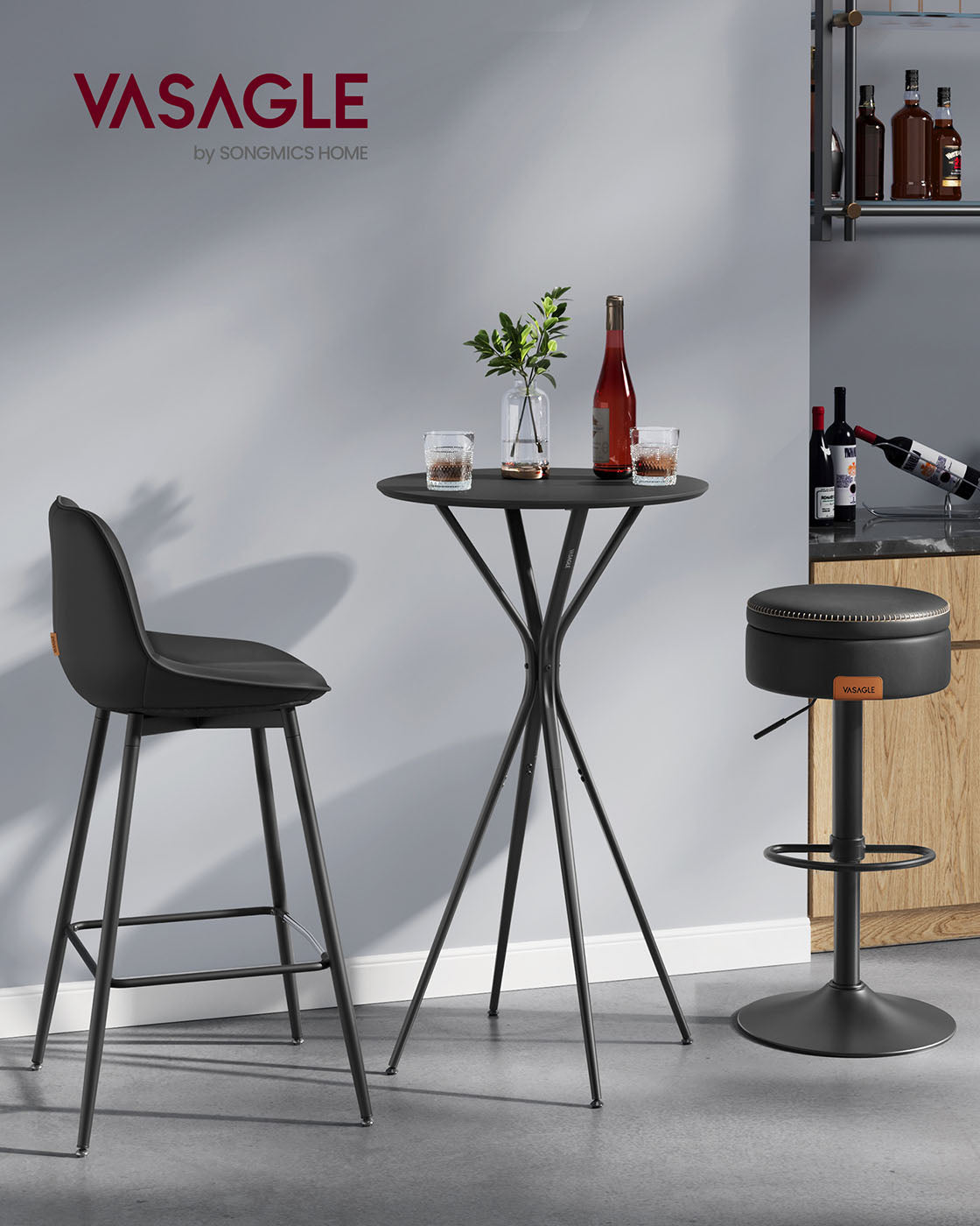 Round Cocktail Table – Metal – Ink Black and Matte Black – Modern Design