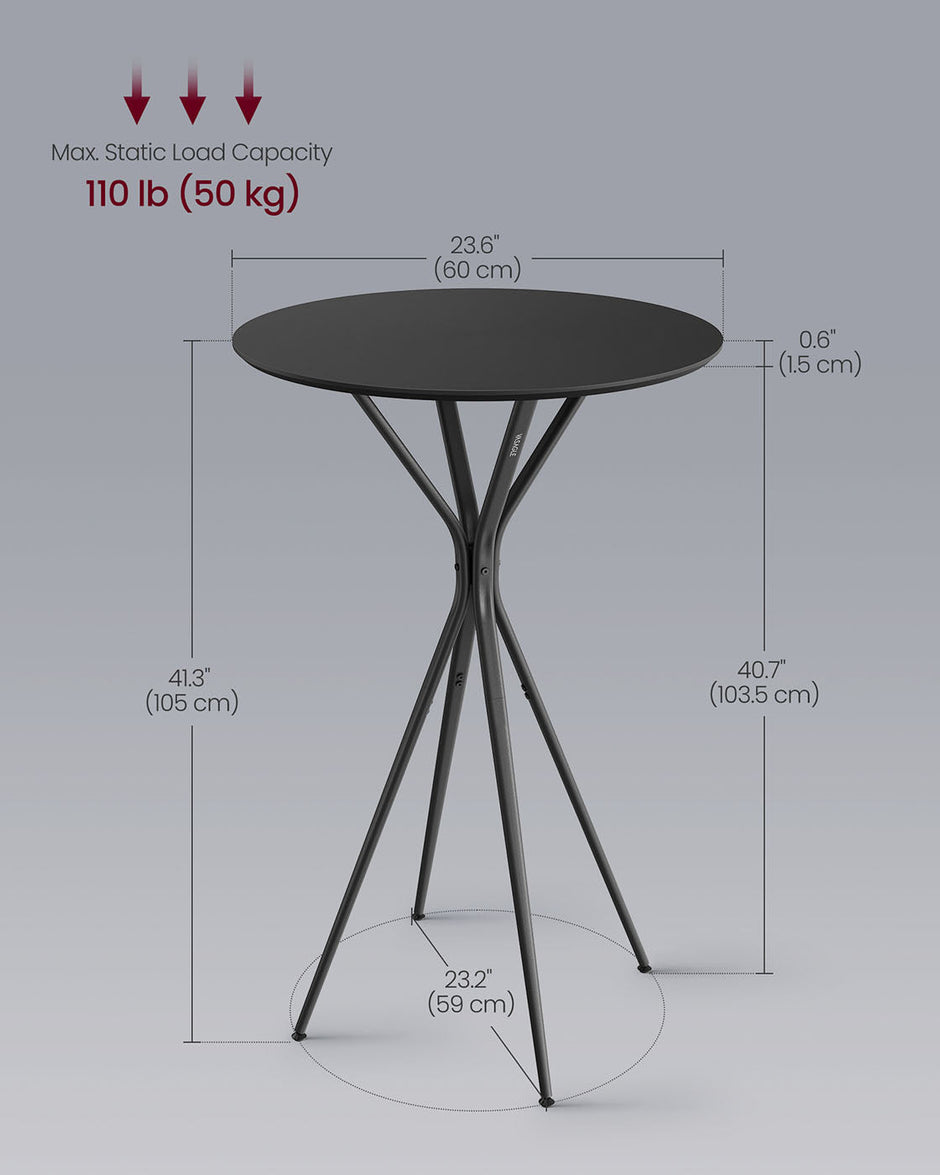 Round Cocktail Table – Metal – Ink Black and Matte Black – Modern Design