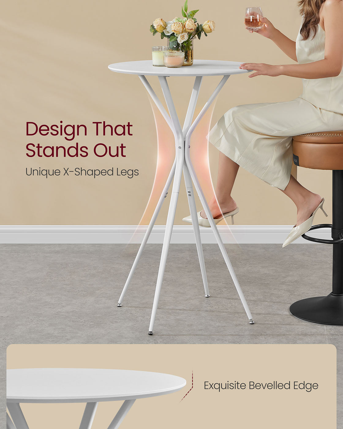 Round Cocktail Table – Metal – Cloud White and Matte White – Modern Design