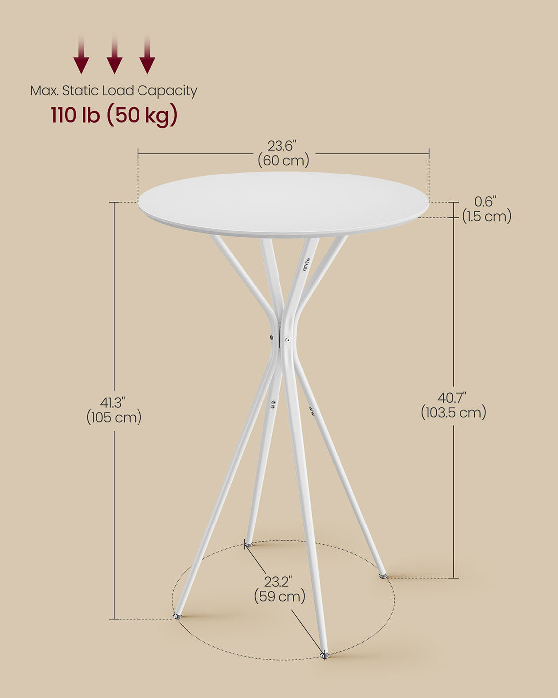 Round Cocktail Table – Metal – Cloud White and Matte White – Modern Design