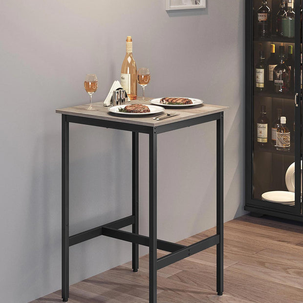 Tall Square Bar Table – Heavy-Duty Steel – Natural Wood – Industrial Style with Easy Assembly
