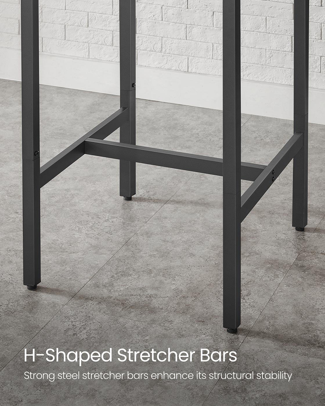 Tall Square Bar Table – Heavy-Duty Steel – Natural Wood – Industrial Style with Easy Assembly