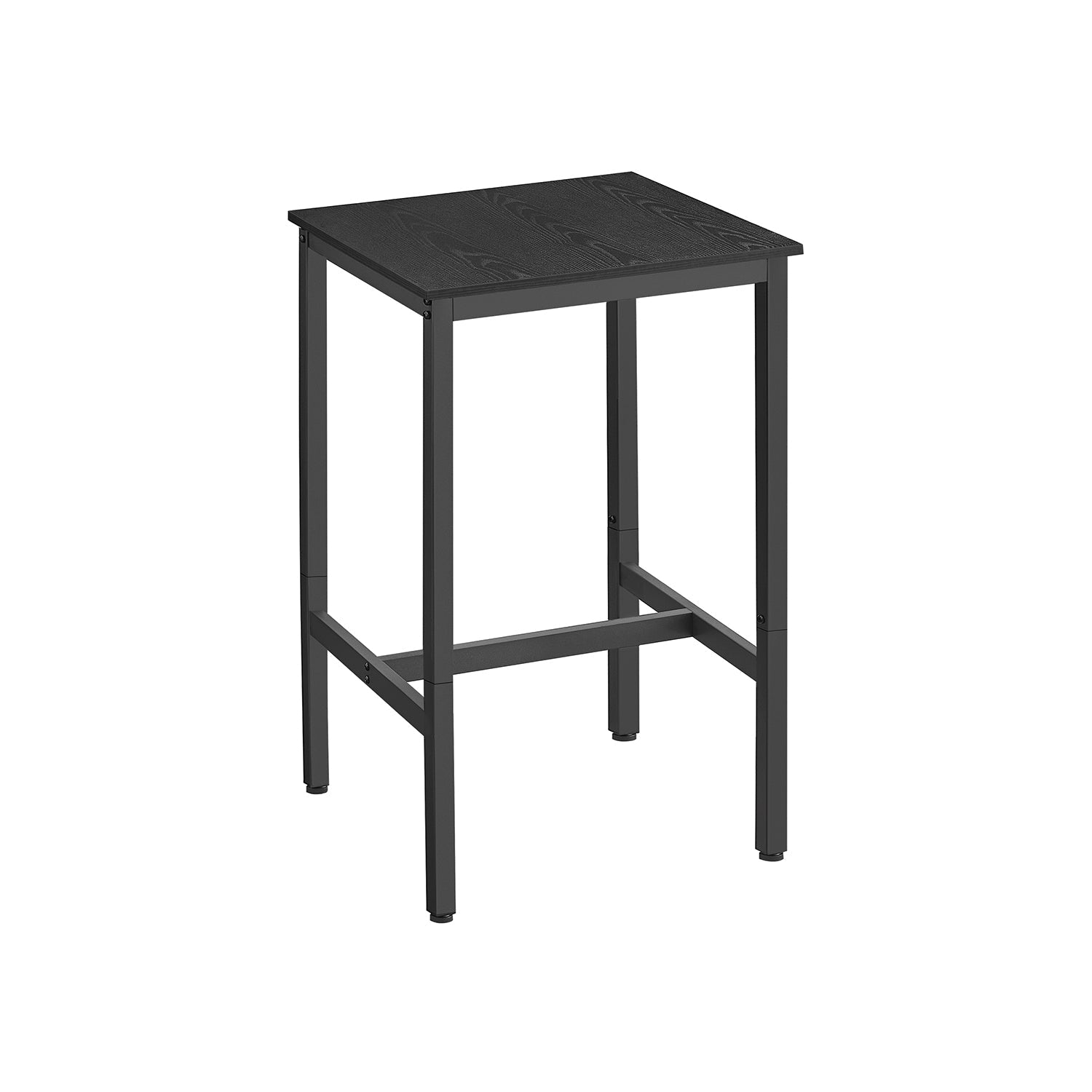 Breakfast Bar Table – Heavy-Duty Steel – Ebony Black – Square, Easy Assembly