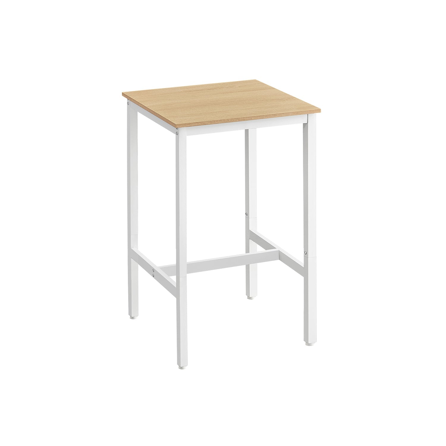 Breakfast Bar Table – Oak and White – Square – Heavy-Duty Steel Frame