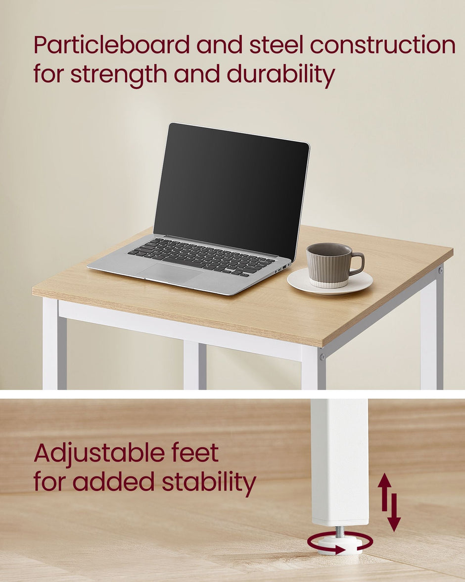 Breakfast Bar Table – Oak and White – Square – Heavy-Duty Steel Frame