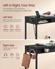Pub Table – Wood – Ebony Black – With Charging Station and Movable Drawer