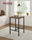 Square Tall Bar Table – Steel – Rustic Brown and Black – Heavy-Duty Frame, Easy Assembly