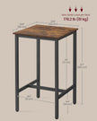 Square Tall Bar Table – Steel – Rustic Brown and Black – Heavy-Duty Frame, Easy Assembly