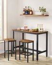 Bar Table Set – Wood – Rustic Brown – Includes 2 Bar Stools
