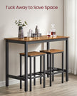 Bar Table Set – Wood – Rustic Brown – Includes 2 Bar Stools