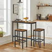 Bar Table Set – Steel – Rustic Brown and Black – Includes 2 Stools