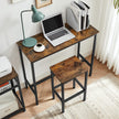 Bar Table Set – Steel – Rustic Brown and Black – Includes 2 Stools