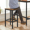 Bar Table Set – Steel – Rustic Brown and Black – Includes 2 Stools
