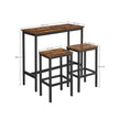 Bar Table Set – Steel – Rustic Brown and Black – Includes 2 Stools