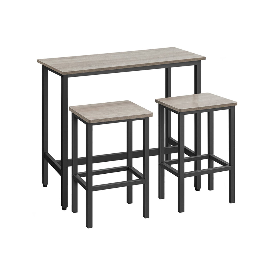 Dining Table Set – Steel Frame – Heather Greige and Ink Black – Includes Bar Table and Stools Set of 2