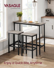 Dining Table Set – Steel Frame – Heather Greige and Ink Black – Includes Bar Table and Stools Set of 2