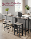 Dining Table Set – Steel Frame – Heather Greige and Ink Black – Includes Bar Table and Stools Set of 2