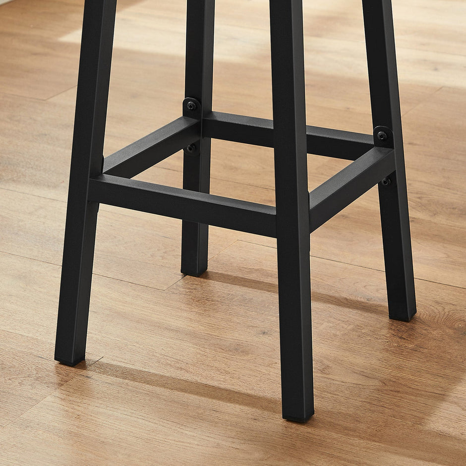 Set of 2 Kitchen Stools – Metal Frame – Greige and Black – Easy to Assemble