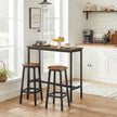 Bar Table Set – Industrial Steel Frame – Rustic Brown and Black – Includes Two Bar Stools