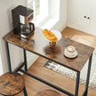 Bar Table Set – Industrial Steel Frame – Rustic Brown and Black – Includes Two Bar Stools