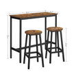 Bar Table Set – Industrial Steel Frame – Rustic Brown and Black – Includes Two Bar Stools