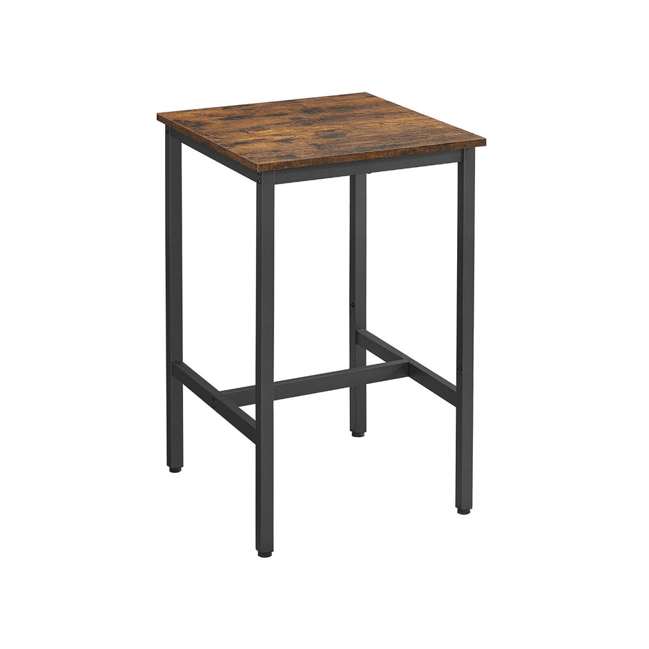 Bar Table – Steel Frame – Rustic Brown and Black – Square, Easy Assembly, Industrial Style