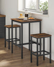 Bar Table – Steel Frame – Rustic Brown and Black – Square, Easy Assembly, Industrial Style