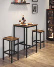 Bar Table – Steel Frame – Rustic Brown and Black – Square, Easy Assembly, Industrial Style