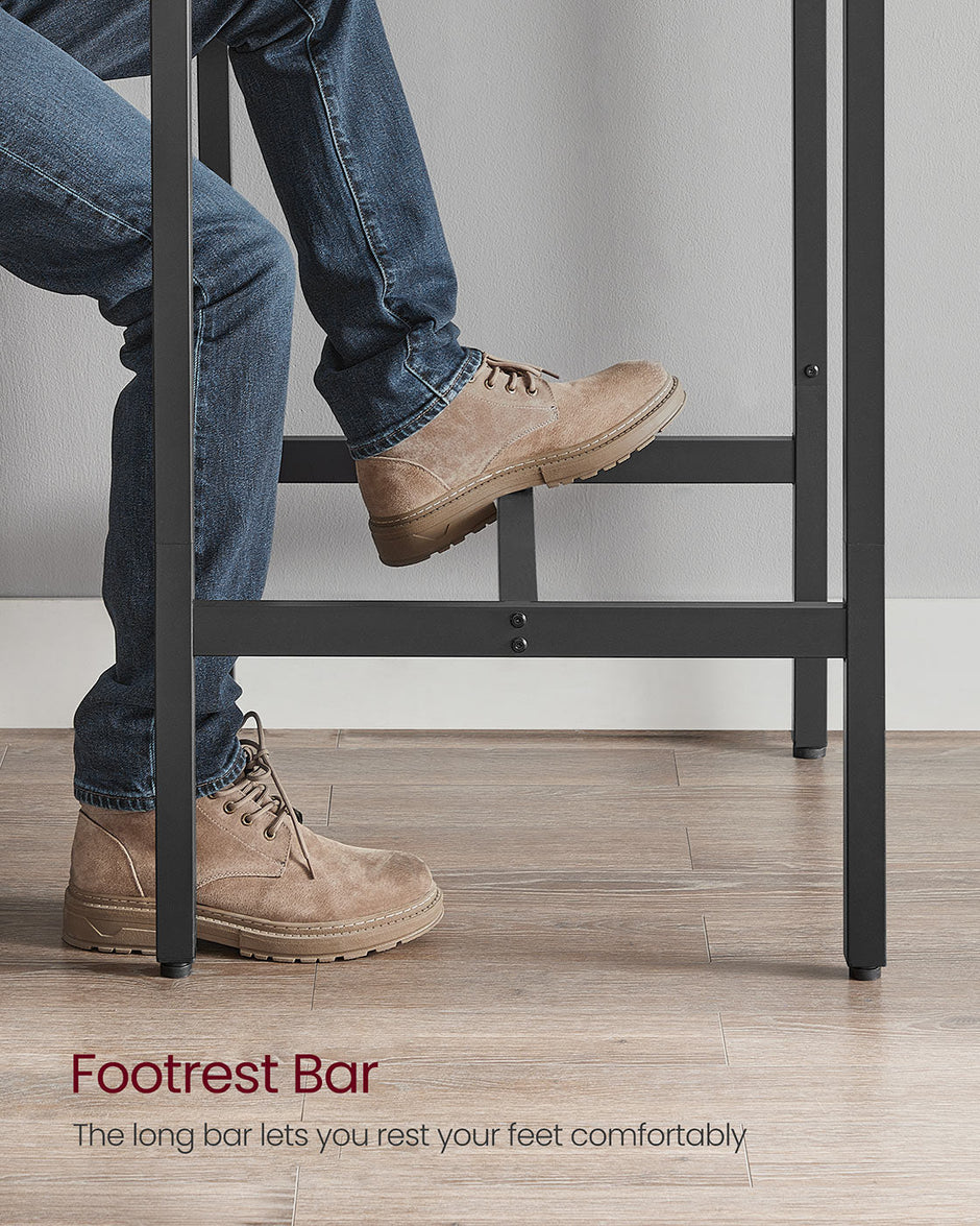 Bar Table – Steel Frame – Rustic Brown and Black – Square, Easy Assembly, Industrial Style