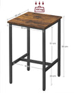 Bar Table – Steel Frame – Rustic Brown and Black – Square, Easy Assembly, Industrial Style