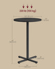 Bar Table – Metal – Ebony Black – Easy Assembly with Cross Base