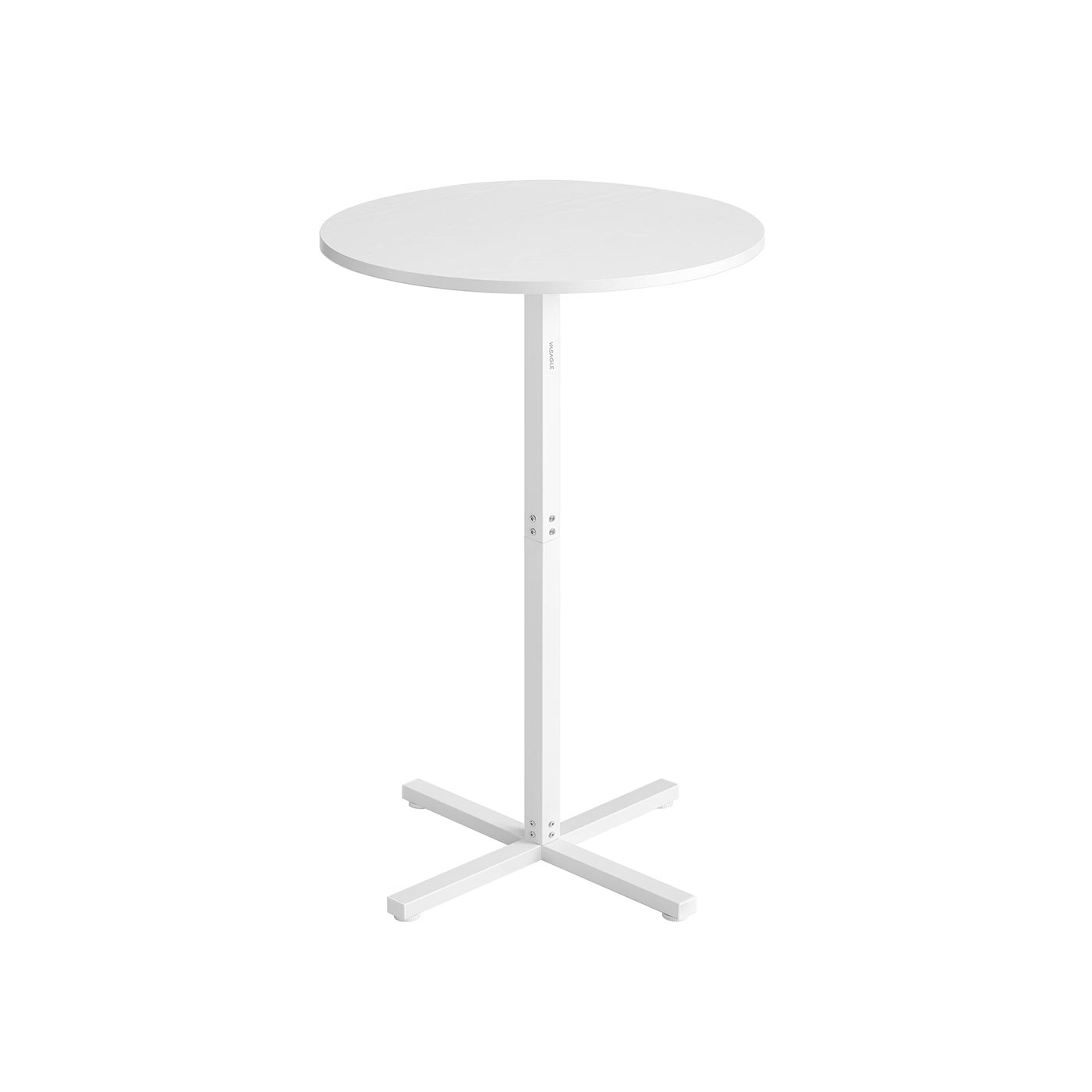 Bar Table – Metal – Snow White – High Dining, Cross Base, Easy to Assemble, Seats 2-3 People
