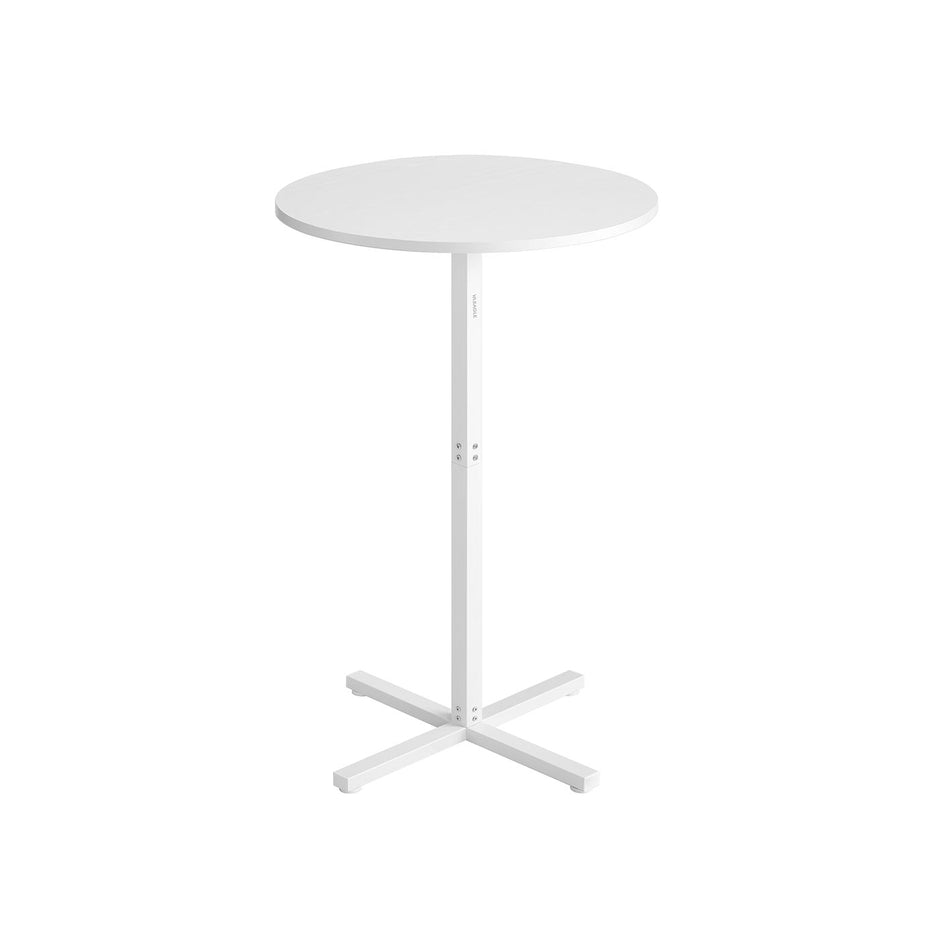 Bar Table – Metal – Snow White – High Dining, Cross Base, Easy to Assemble, Seats 2-3 People