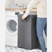 Laundry Basket – Linen-Look Fabric – Dark Grey – 85L Capacity with Magnetic Lid and Removable Liner Bag