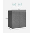 Laundry Basket – Linen-Look Fabric – Dark Grey – 2-Compartment with Magnetic Lid and Collapsible Design
