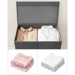 Laundry Basket – Linen-Look Fabric – Dark Grey – 2-Compartment with Magnetic Lid and Collapsible Design