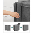 Laundry Basket – Linen-Look Fabric – Dark Grey – 2-Compartment with Magnetic Lid and Collapsible Design