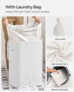 Laundry Basket – Bamboo – Cloud White – Foldable with 3 Handles, 72L