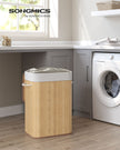 Bamboo Laundry Hamper – Natural – XL Foldable with Removable Washable Lining, 72L