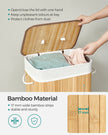 Bamboo Laundry Hamper – Natural – XL Foldable with Removable Washable Lining, 72L