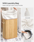 Bamboo Laundry Hamper – Natural – XL Foldable with Removable Washable Lining, 72L