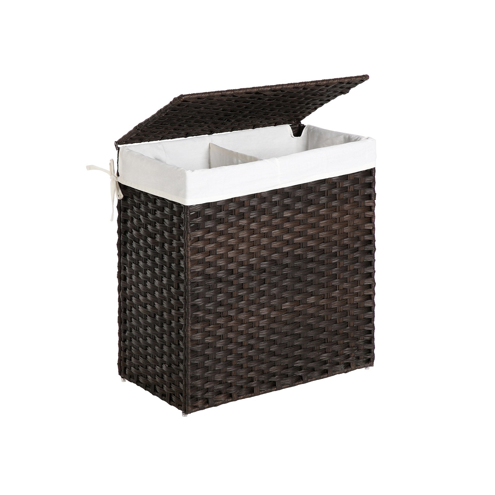 Handwoven Clothes Hamper – Synthetic Rattan – Brown – 90L Capacity with Lid and Handles