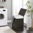 Handwoven Clothes Hamper – Synthetic Rattan – Brown – 90L Capacity with Lid and Handles