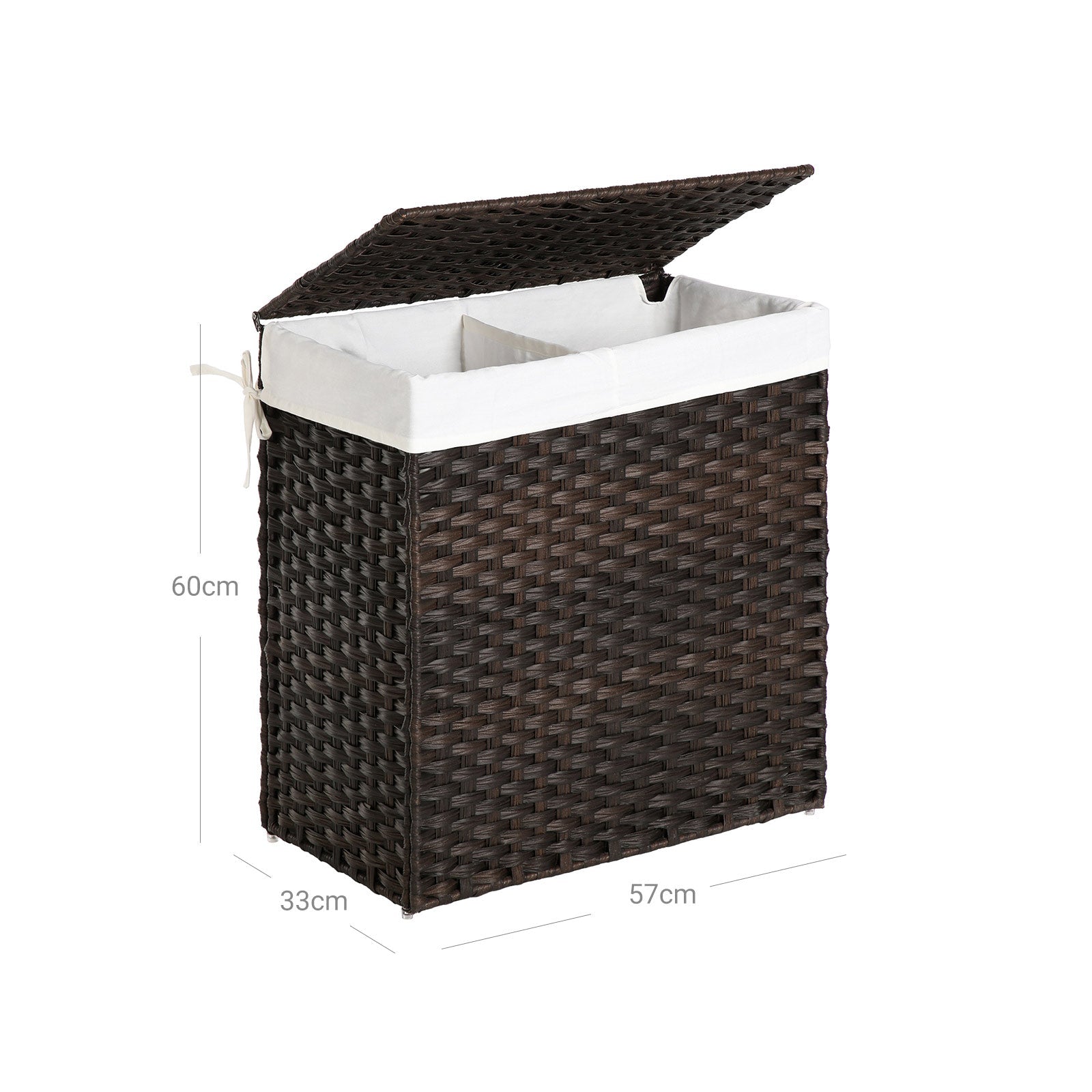 Handwoven Clothes Hamper – Synthetic Rattan – Brown – 90L Capacity with Lid and Handles