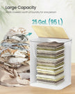 Laundry Basket – Bamboo – White – 95 L, Foldable with Removable and Machine Washable Liner