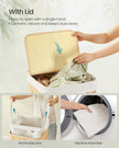 Laundry Basket – Bamboo – Natural – 95 L Capacity with Foldable Design and Removable Machine Washable Liner
