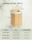 Laundry Basket – Bamboo – Natural – 95 L Capacity with Foldable Design and Removable Machine Washable Liner