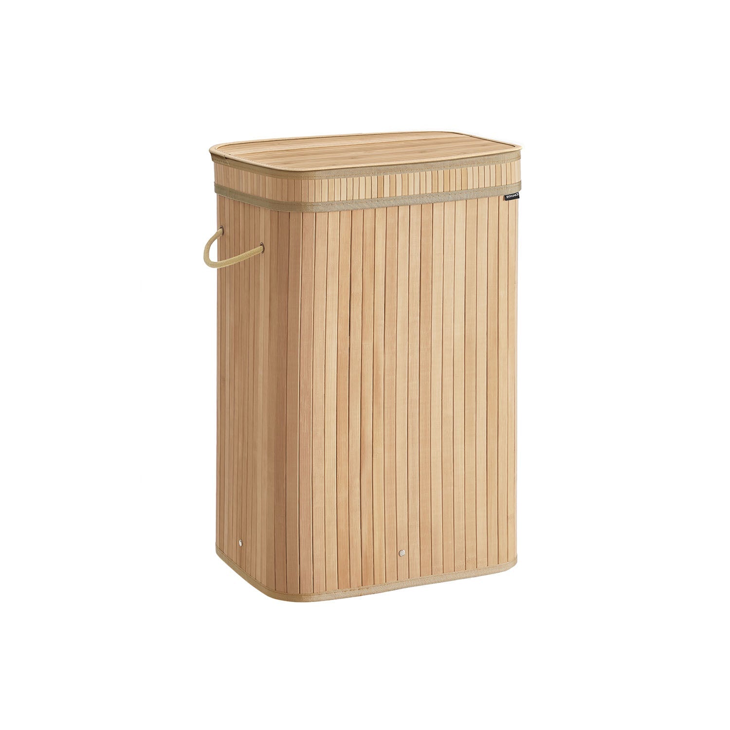 Laundry Hamper – Bamboo – Natural Beige – Removable and Washable with Lid and Handles