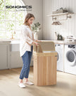 Laundry Hamper – Bamboo – Natural Beige – Removable and Washable with Lid and Handles